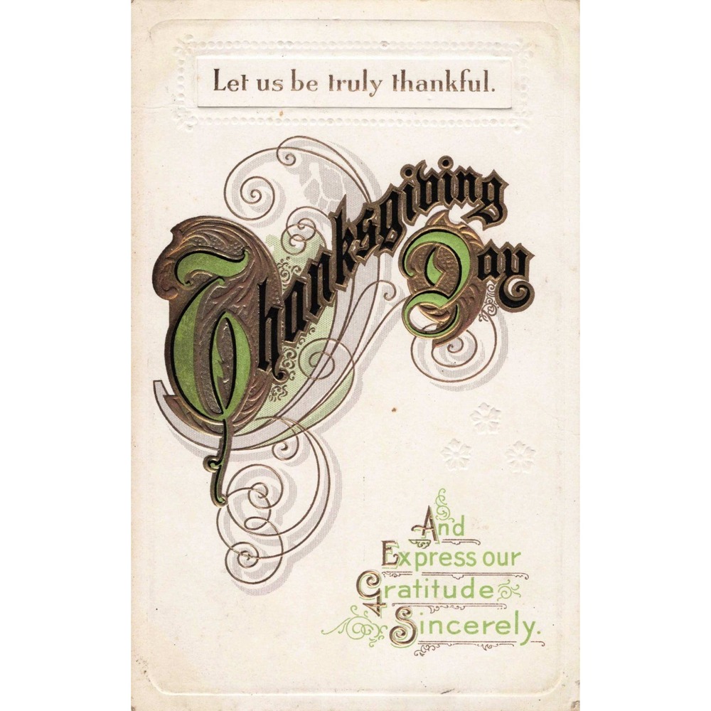 1912 Thanksgiving Day Postcard Embossed 1 Cent Franklin Stamp NJ Postmarkβ
